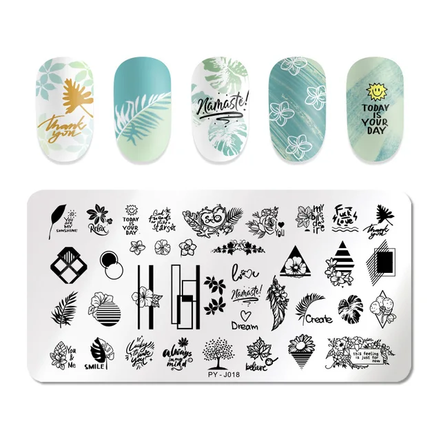 Nail Art Stainless Steel Printing Plate Blue Film Steel Plate Geometric Flower Series Painted Printing Transfer Template Nails PY-J018