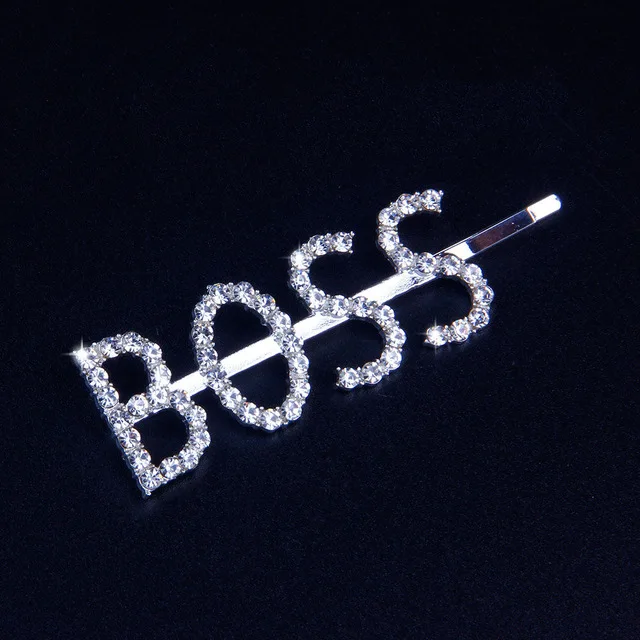 BOSS Стразы StoneFans, заколки для волос с буквами, заколки для волос, для женщин, заколки для волос с кристаллами, свадебные украшения для волос, подарок - Окраска металла: BOSS