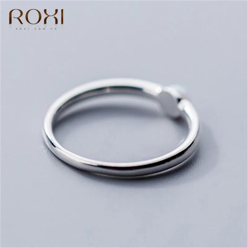 ROXI, 925 пробы, серебряные, круглые, опаловые кольца для женщин, вечерние, классические, минималистичные, обручальное кольцо, тонкое, указательный палец, кольцо для пары, ювелирное изделие