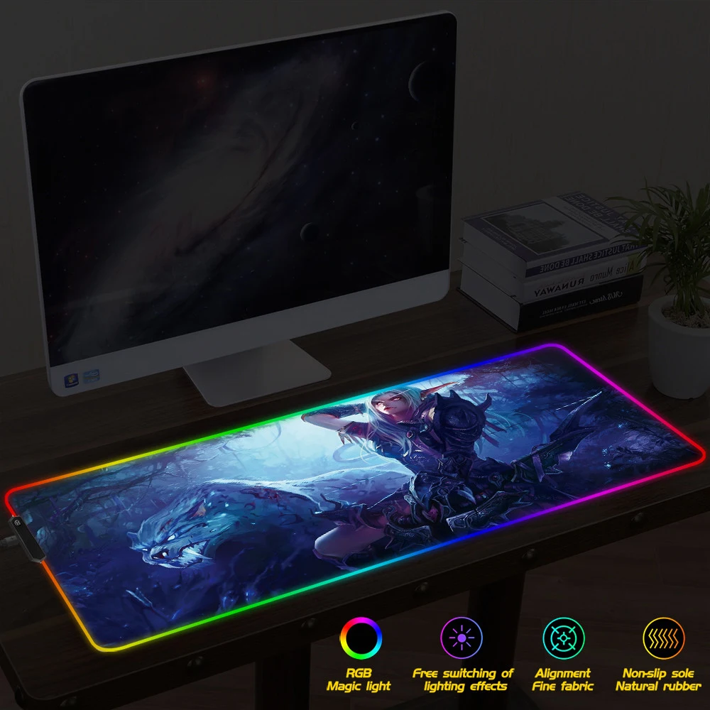 Игровой коврик для мыши World of Warcraft RGB большой игровой со светодиодной подсветкой