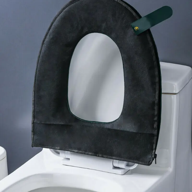 3color Winter Bathroom Velvet Printed Toilet Seat Cushion Toilet Seat Cover Soft Warmer Mat Cover Pad Washable