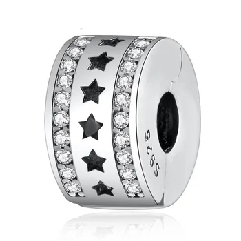 

Starry Formation Clips Stoppers Charm fit Lady Bracelet Bangle Clear CZ Stars Charm Girl Gift S925 DIY Jewelry