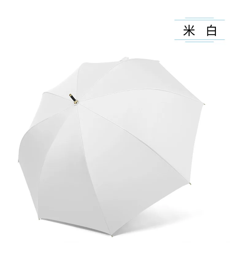 Straight Pole Vinyl Umbrella Long Handle Parasol Men And Women Business Hide Substance Small Curved Handle Umbrella Customizable