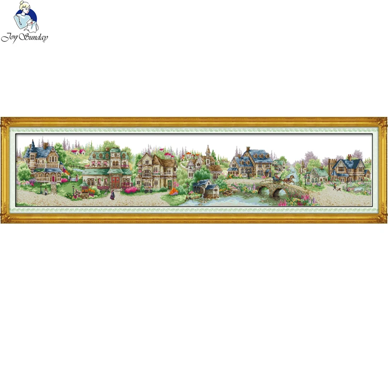 European Town,chinese Diy Cross Stitch Kits,11ct Printed Fabric 14ct