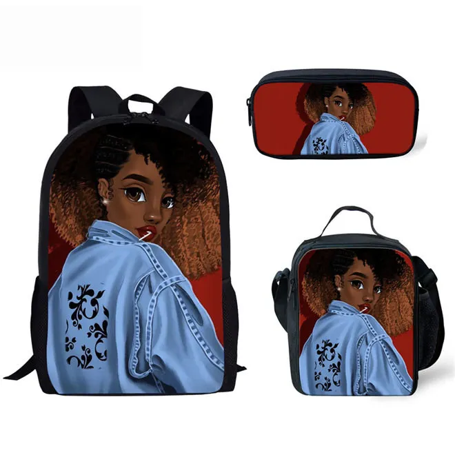 FORUDESIGNS/детские школьные сумки для детей, черная девочка, волшебная афро леди, с принтом, школьная сумка для подростков, сумка для книг на плечо, Mochila - Цвет: YQ3600CGK