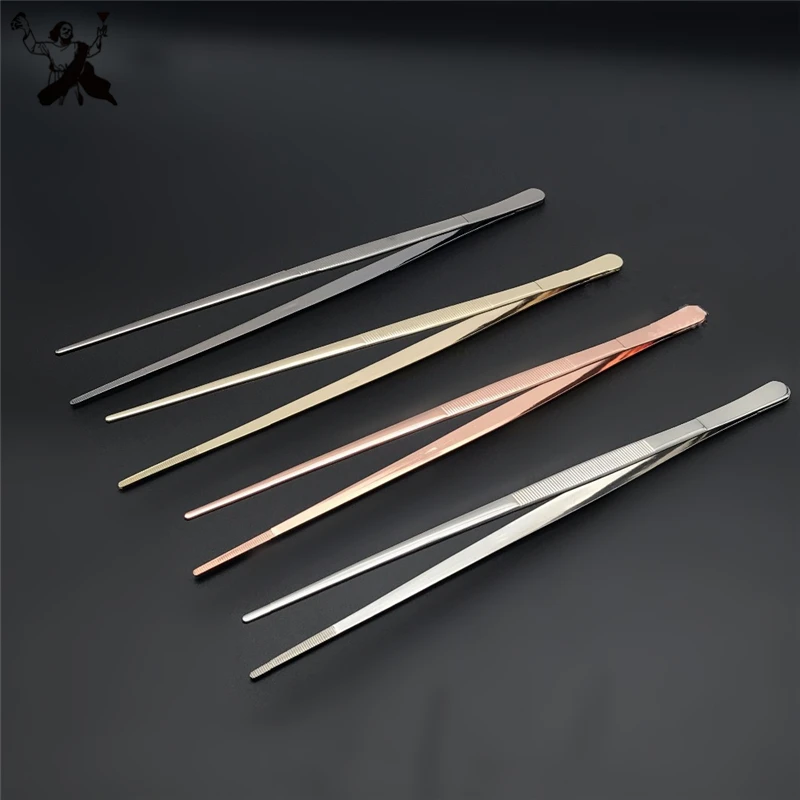 30cm High Grade 304 Stainless Steel Tweezers Clip Mint Leaf Ice Clip Medical Kitchen  Food Tongs Bar Cocktail Tool Clips