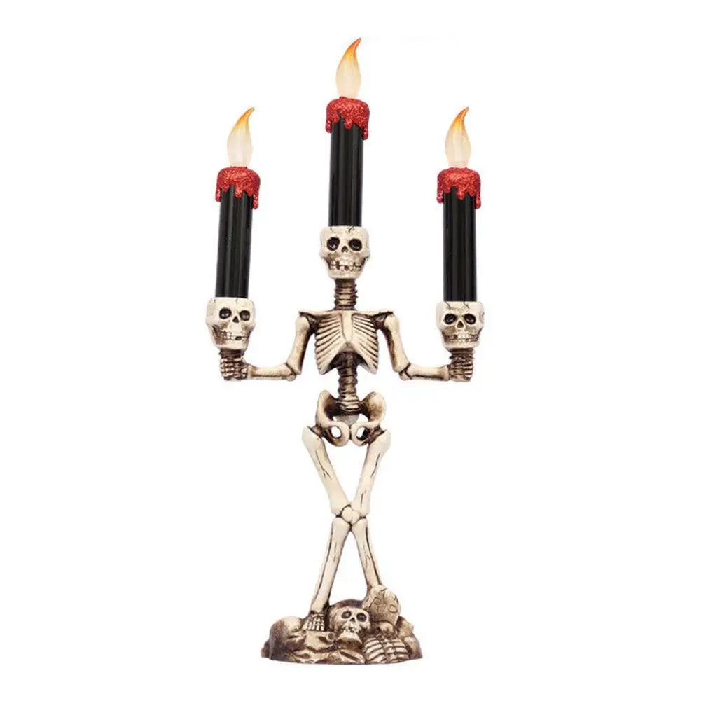 

2020 Halloween Candle Holder 3 Arms Skeleton Candle Holder Family Halloween Party DIY Decorative Candlestick Art Props