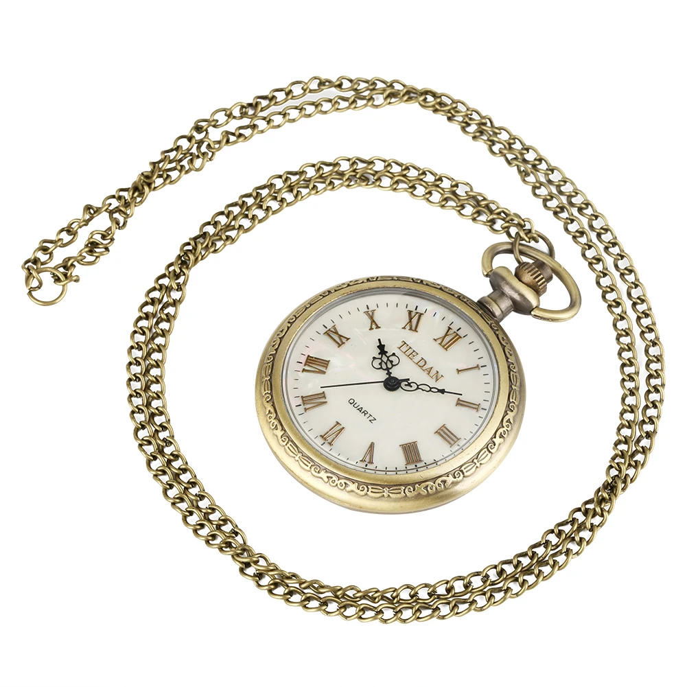 Exquisite Necklace Quartz Pocket Watch Women Slim Chain Retro Shell Dial Male Pendant Watch Gift zuster 3