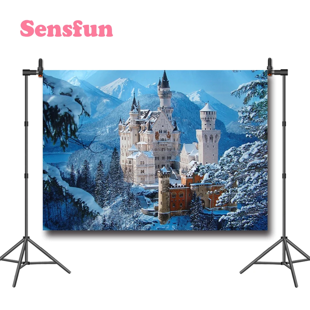 Sensfun зимний Снежный пейзаж Фотофон синий и белый Настенный декор Виниловый