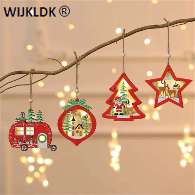 Santa Three-dimensional Glowing Ornaments Christmas Tree Pendant Home Star New Year Decoration Children Gift-C | Дом и сад