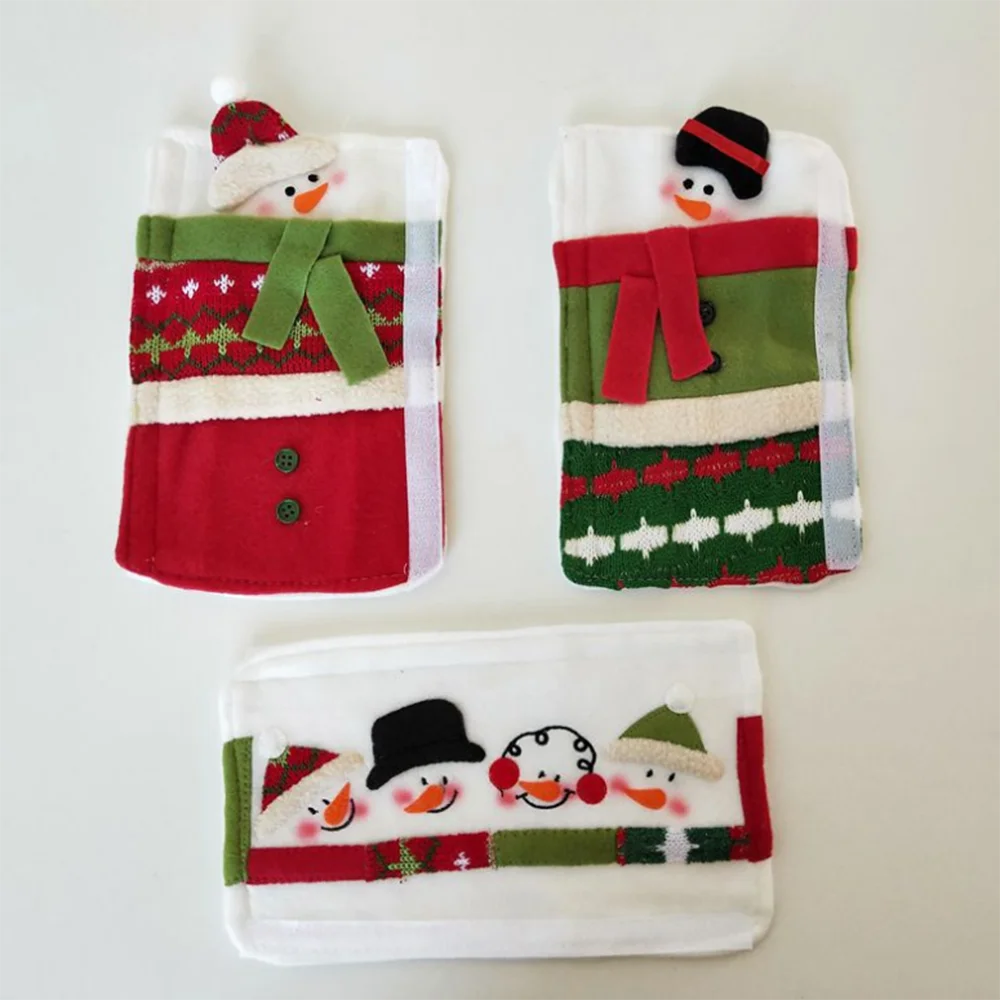 3PCS/Set Snowman Kitchen Appliance Handle Covers Christmas Decor Kitchen Tools Microwave Door Refrigerator Handle Sets