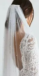 Bridal pearl light ivory cathedral veil 1 layer luxurious soft tulle trim and comb bridal wedding accessories