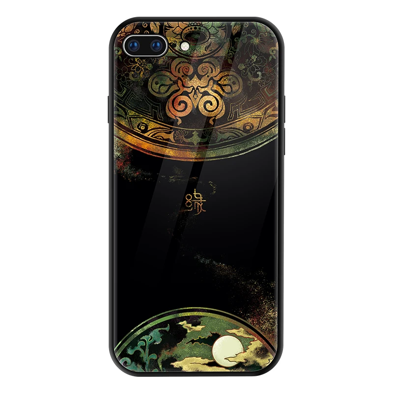black 78P Китайский винтажный Дворцовый стиль чехол для iphone 11 PRO MAX XS XR X Закаленное Стекло чехол для телефона 7 8 Plus - Цвет: black 78P