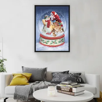 

DIY Diamond Painting Snowball Home Decor Picture of Rhinestones Full Round Diamond Embroidery Christmas Santa Claus