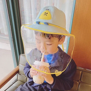 

Children Hat Cute Epidemic Prevention Cap Anti-Saliva Isolation Mask Protective Cap Detachable Baby Spring Summer Anti-Virus Hat