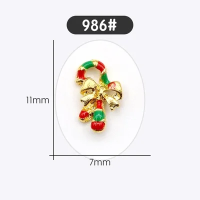 Синий 10 pcs Hot-selling Christmas Series Nail alloy decoration flash cap drill stick nail DIY Japanese metal jewelry - Цвет: Синий