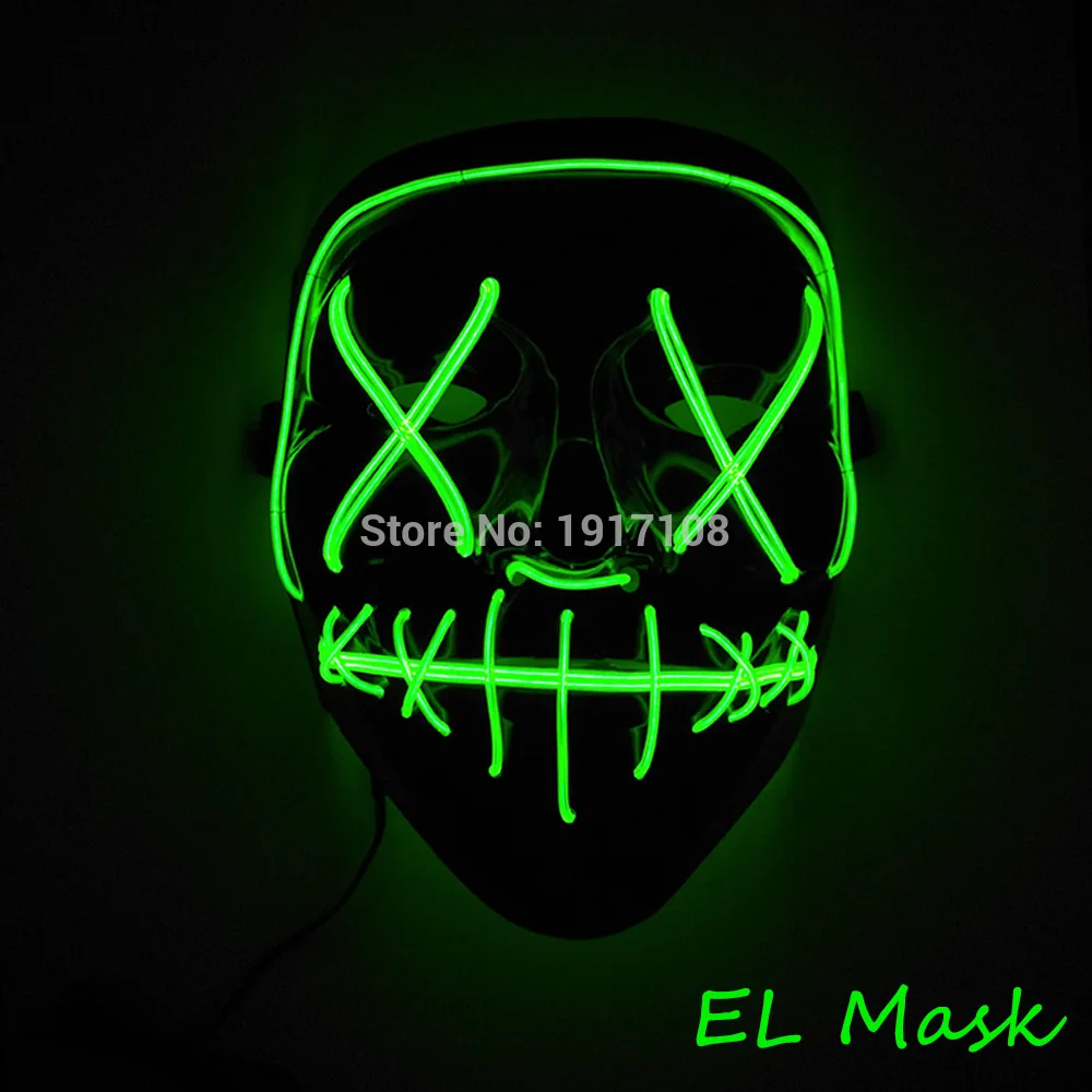mask 15 Лидер продаж EL Wire светящаяся маска Nenon светильник костюм маска светодиодный Вечерние Маски для страшной тематики косплей маска украшение - Цвет: mask 15