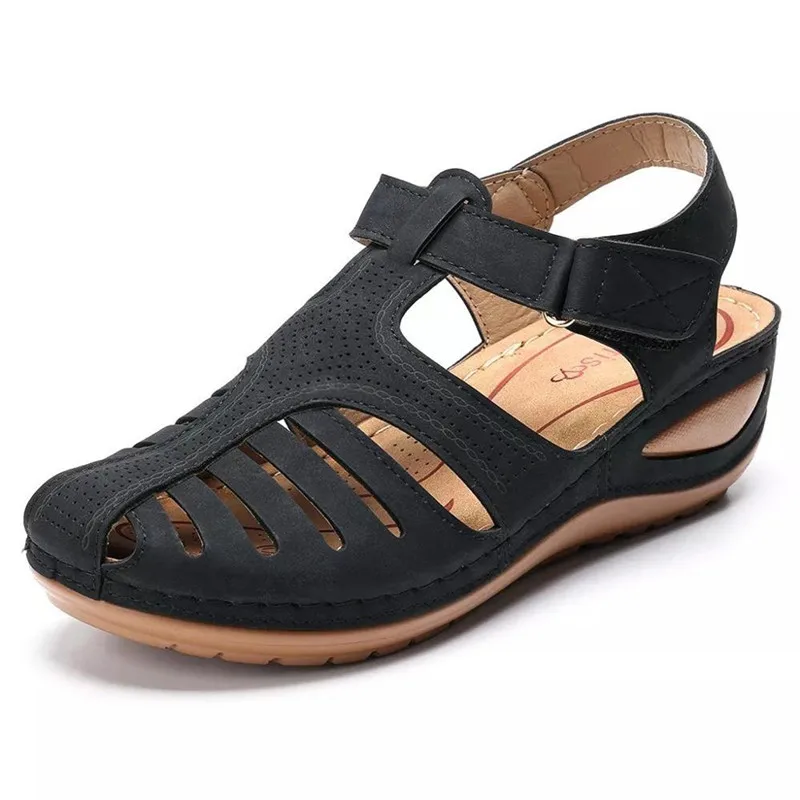 Летние Удобные низкие сандалии с круглым носком для отдыха женские сандалии на платформе повседневные пляжные ботинки на мягкой подошве 33665