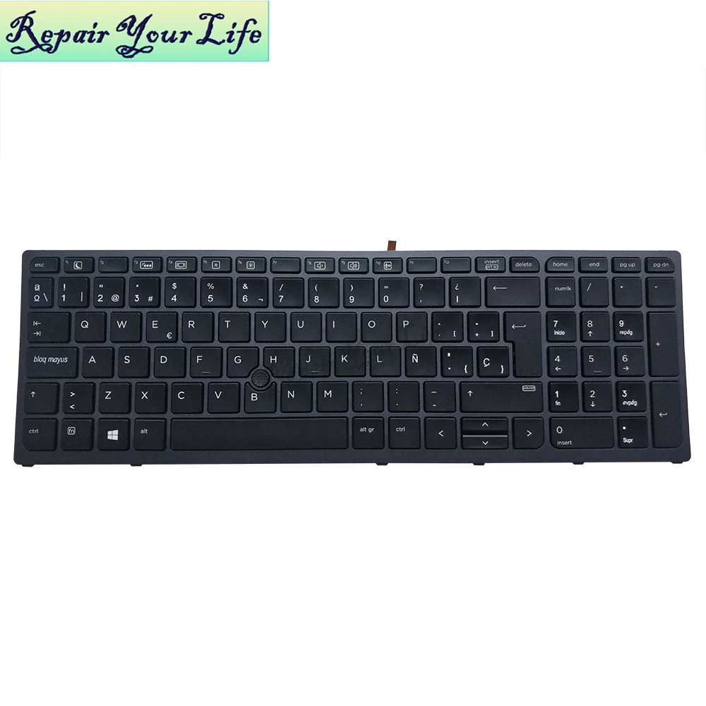 Teclado do Portátil para hp Zbook 17 sp Preto Espanhol Apontando Cinza Quadro Backlight Nsk-cz0bc Venda Quente 848311-b71 15 g3 g4