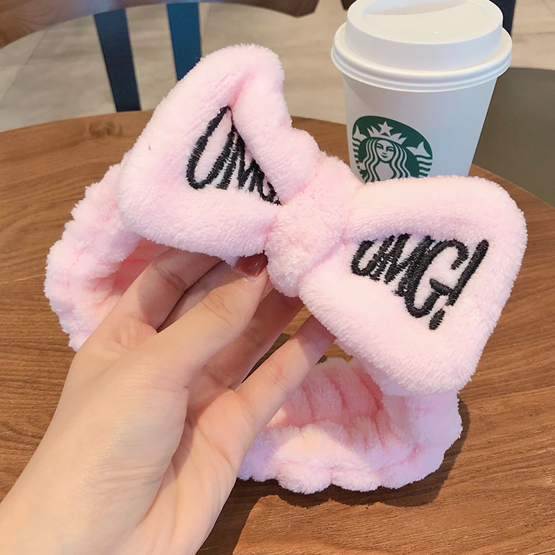 Wash Face Women Girls Hairbands Soft Warm Coral Fleece Bow Animal Ears Headbands Headwear Hair Bands Turban Hair Accessories vintage hair clips Hair Accessories