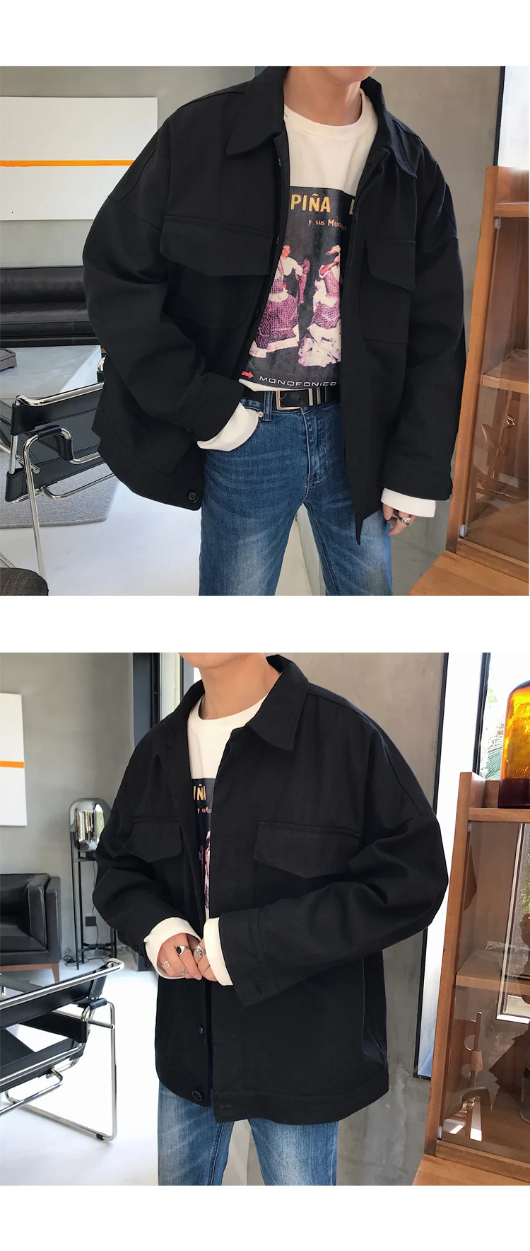 Tooling Jacket Men's Fashion Solid Color Casual Cotton Jacket Man Streetwear Wild Hip Hop Loose Bomber Jacket Male Clothes