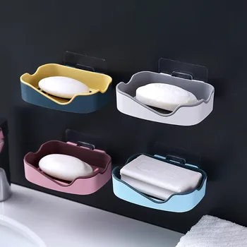 

Powerful Seamless Paste Soap Box Creative Bathroom Shelf Soap Box Practical smooth convenient and practical Double-deck design