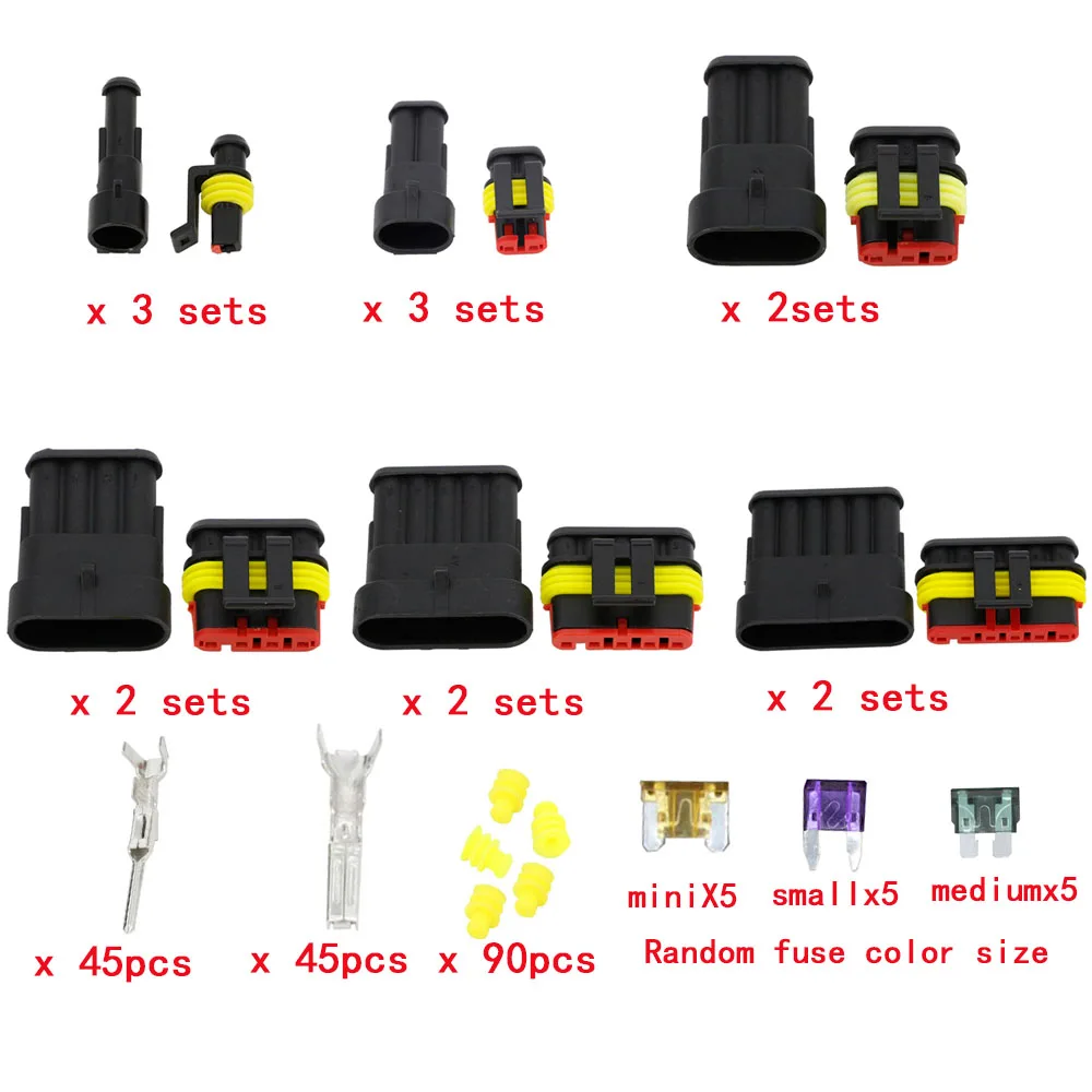  Automotive Electrical Connectors kit 1/2/3/4 Pin Waterproof  Electric Wire Connector plugs Battery Terminal Connectors socket 1.5mm  Series Wire Harness 16 AWG Pack of 13… : Automotive