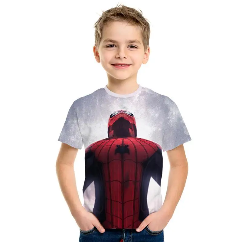 nueva pelcula Человек-паук 3D impresin camiseta nio camisa fresca camiseta ropa para nios corto manga