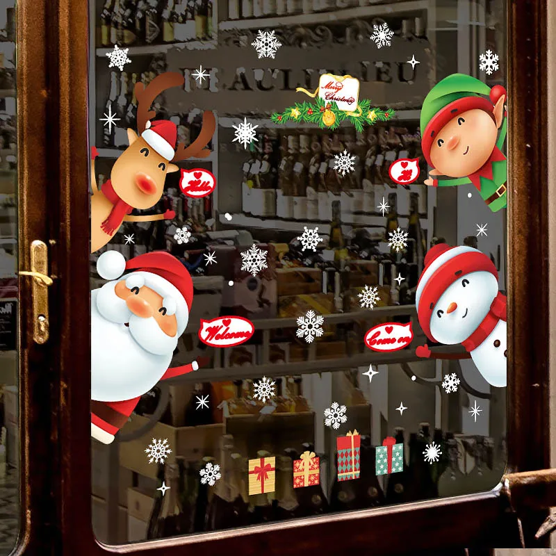 Горячая DIY Рождественский Санта Клаус Снеговик Лось окно витрина постер для стекла наклейки на стену рождественские украшения для дома