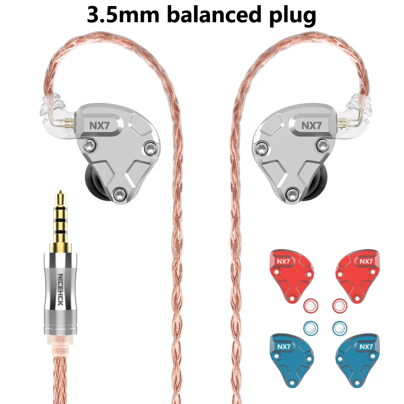 3.5mm balanced plug NICEHCK NX7 Pro 7 драйвер HIFI наушники 4BA+ двойной CNT динамический+ пьезоэлектрическая керамика Гибридный Сменный фильтр Лицевая панель IEM - Цвет: 3.5mm balanced plug