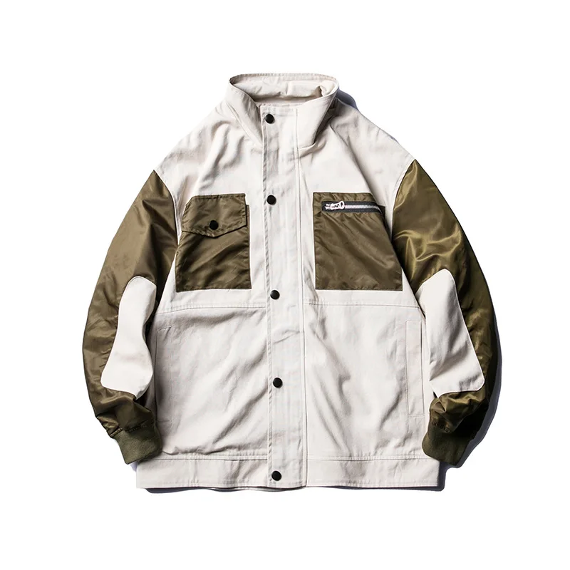 

Luoye luo ye 2020 Spring New Style Japanese-style Origional Mixed Colors Pocket Decoration Men's Casual Tops Jacket Sfj-255