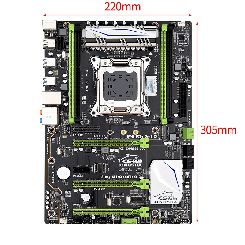 JINGSHA X79 P3 материнская плата LGA 2011-V2 4 канала 64 ГБ DDR3 ECC ram NVME M.2 USB3.0 SATA3.0/2,0 PCI-E3.0 для Intel Xeon V1 V2& C