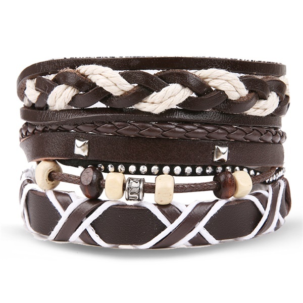 Vintage Flower Bracelets & Bangle Boho Multiple Layers Leather Bracelet 2019 For Women Man Wrap Female Punk Jewelry Gifts