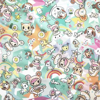 

ZENGIA 50x148cm Cartoon Anime Toki-doki Thin Canvas Fabric For Cushion Cover/Diy Handbag/Slipcover/Curtain DIY Sewing