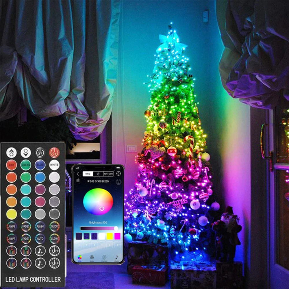 

Christmas Decoration Tree USB LED RGB String Light Bluetooth App Smart Remote Control Copper Wire String Lamp 5M / 10M / 20M