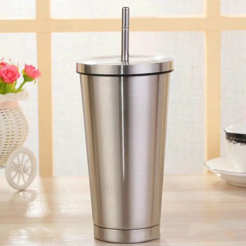 500ML Stainless Steel Vacuum Tumbler Mug Coffee Cup with Lids Straw
Drinking Bottles