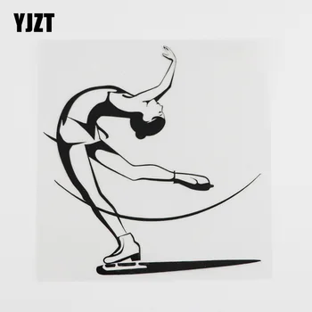 

YJZT 14.5CMX15.1CM Ice Skating Ski Winter Sport Decal Vinyl Car Sticker Black/Silver 8A-0349