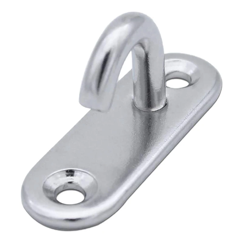 

HOT 6 Pack Stainless Steel Ceiling Hooks M5 Oval Open Hooks Pad Eye Plate Anchor Screw Wall Mount Hook for Plant Basket