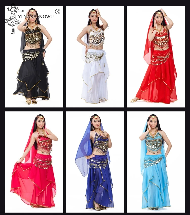 Живота Танцы костюмные комплекты египет живота Танцы костюм 5 шт./компл. Болливуд костюм Индийский платье для Танцев Живота Танцы платье ForWomen