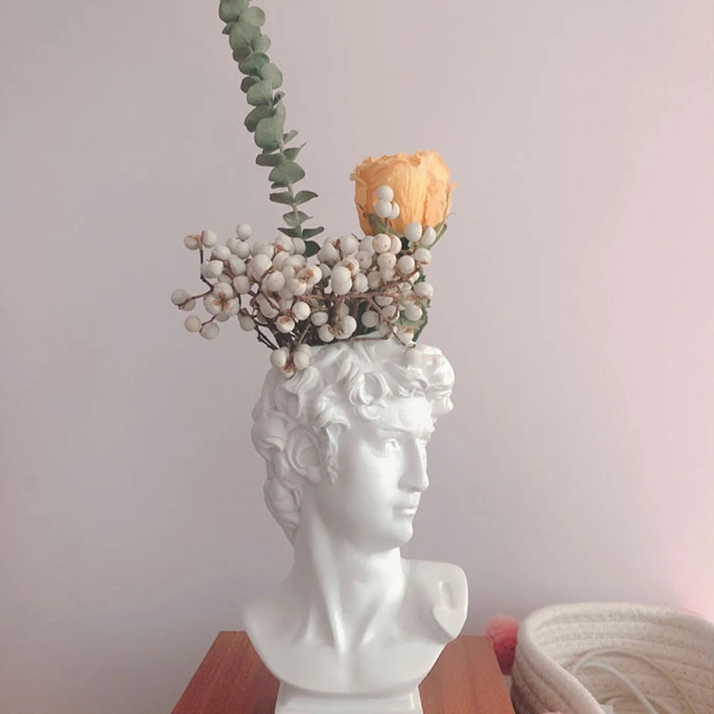 Nordic Styles David Human Head Statues Resin Makeup Brush Holder Pot Art Vase