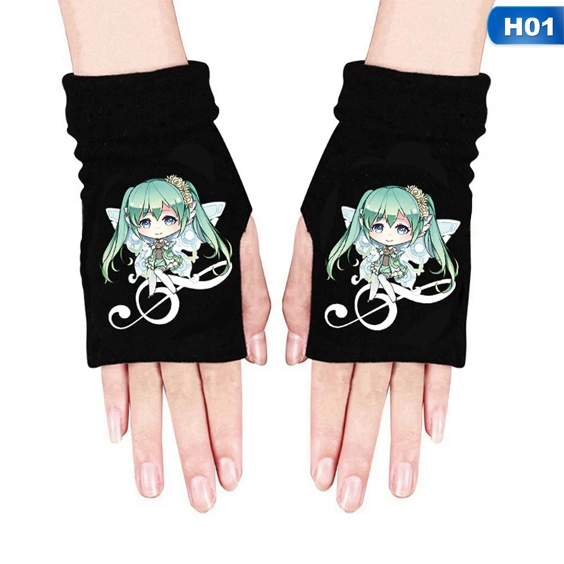 Мультяшные аниме перчатки Hatsune Miku полный палец перчатки
