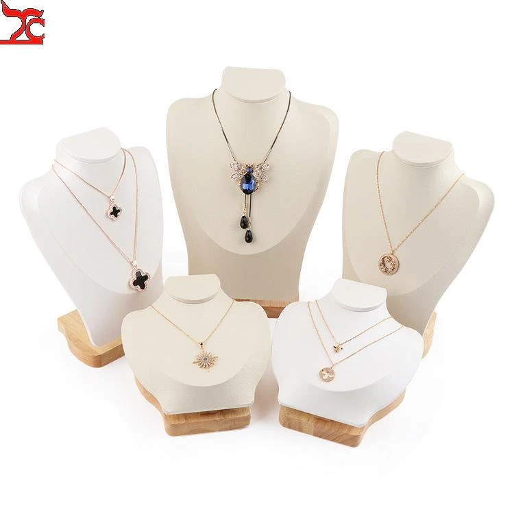 de cuero PU blanco para exhibición de joyas, collares, colgantes, accesorios, modelo de busto, cadena, organizador soporte de joyería|Envase y exposición de joyería| - AliExpress