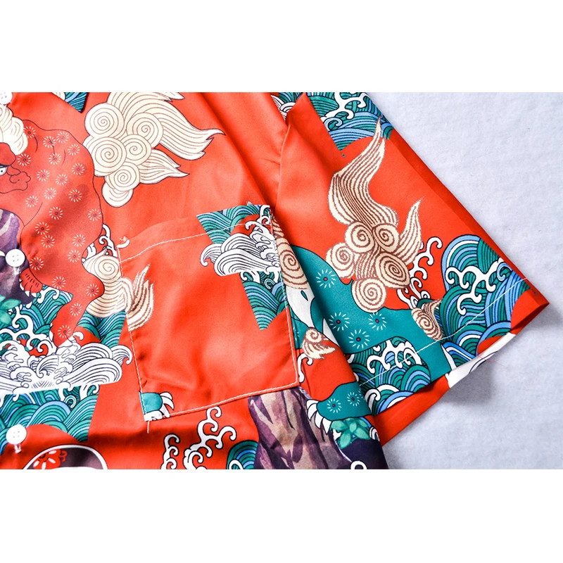 2019 Summer Men Chinese Tradit Printed Men's Shirt Hip Hop Shirts  Short Sleeve Men Red Shirt Male 2019 Summer Men Chinese Tradit Printed Men's Shirt Hip Hop Shirts  Short Sleeve Men Red Shirt Male