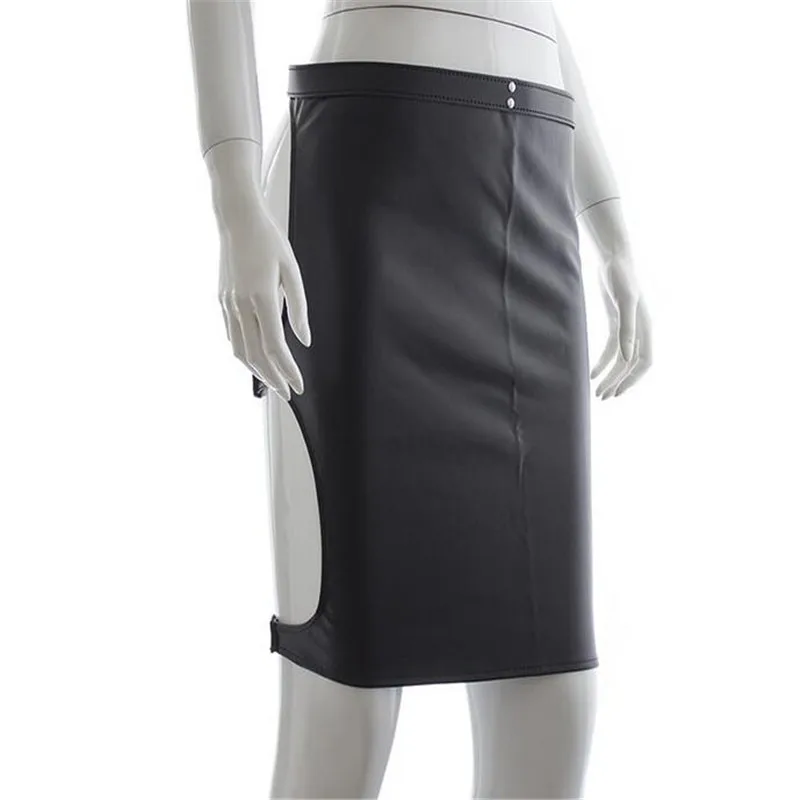Новая сексуальная кожаная юбка с открытой задней юбкой Фетиш эротическая одежда