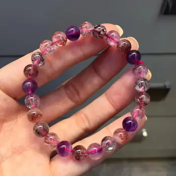 

Natural Super Seven 7 Colorful Rutilated Quartz Melody Stone Bracelet 7mm Clear Round Beads Jewelry AAAAA