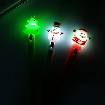 

Novelty Cute Cartoon Santa Claus Gel Pen Creative Christmas Trees Snowman LED Lights Pen Writing Signing Pen Gift Stationery