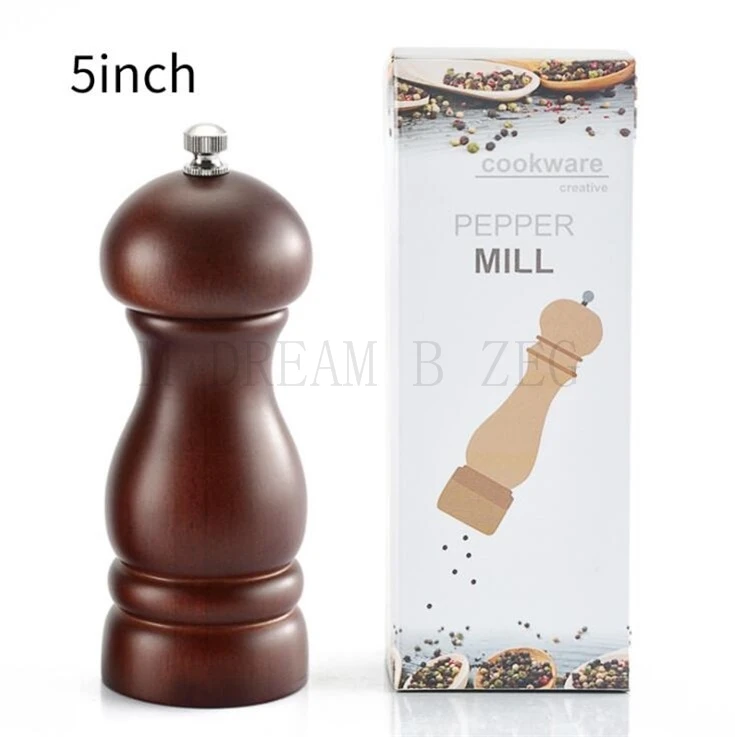 5 inch Шлифовальная машина для перца из цельного дерева, ручная вращающаяся мельница для перца, кухонные аксессуары, инструменты для приготовления пищи шеф-повара - Цвет: 5 inch
