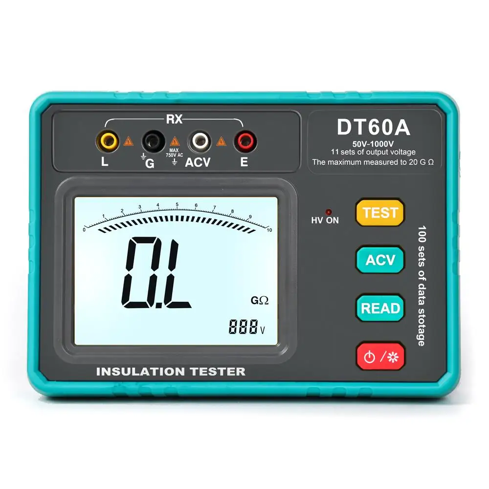 

DT60A Digital Auto Range Digital Insulation Resistance Meter Tester High Voltage LED Indication 1999 Counts