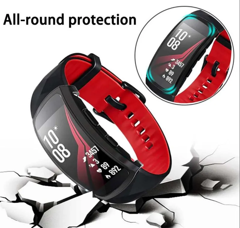 7в1 упаковка силиконовый браслет для samsung gear Fit2 Pro ремешок браслет+ ТПУ чехол для gear Fit2 Pro чехол+ Защитная пленка для экрана