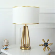 Американский Роскошный Золотой металлический тканевый абажур, настольная лампа для гостиной, гостиницы, спальни, прикроватный домашний декоративный светодиодный Настольный светильник